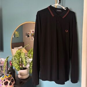 Fred Perry Polo Long Sleeve Twin Tipped - Black